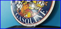 Vintage American Gasoline Porcelain Gas Walt Disney Service Station Pump Sign