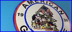 Vintage American Gasoline Porcelain Mickey Walt Disney Gas Service Pump Sign