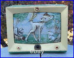 Vintage Bambi Hankscraft Walt Disney Wind-up Music Box Night Light Nite Lite Toy