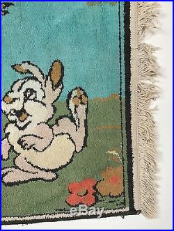 Vintage Bambi Rug Bambi and Thumper in the Forest Walt Disney 38x21