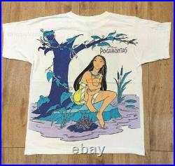 Vintage Bootleg Pocahontas t-shirt / Size L / Powhatan Walt Disney Reprint Drip