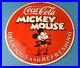 Vintage Coca Cola Porcelain Mickey Mouse Gas Beverage Soda Walt Disney Pump Sign