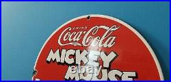 Vintage Coca Cola Porcelain Mickey Mouse Gas Beverage Soda Walt Disney Pump Sign