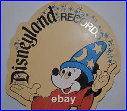 Vintage DISNEYLAND MUSIC RECORDS ADVERTISING SIGN WALT DISNEY MICKEY MOUSE