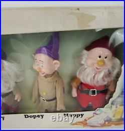 Vintage Disney Bikin Walt Disney Seven Dwarfs Figures Snow White In Original Box