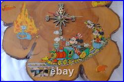 Vintage Disney Mickey Mouse Wooden Wall Clock Rare 1970s Store Display Item Walt