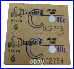 Vintage Disneyland C Admission Ticket Booth Coupon Ride Original Walt Disney