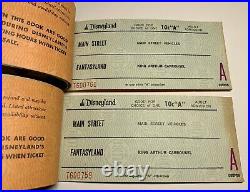 Vintage Disneyland Consecutive Serial # Original Walt Disney Ticket Books 1970