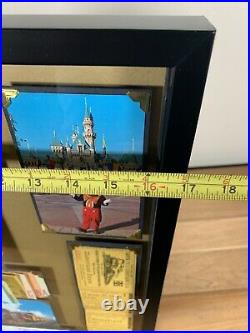 Vintage Disneyland Framed Ticket Book A-E Santa Fe Railroad Walt Disney Postcard
