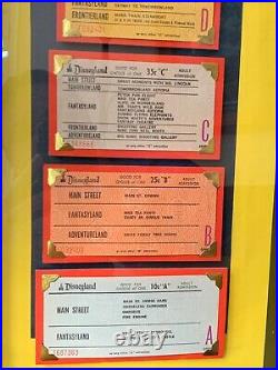Vintage Disneyland Ticket Book Coupon Framed Display Original Walt Disney Rare