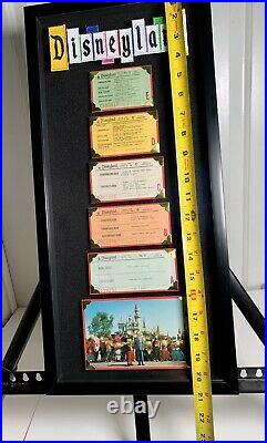 Vintage Disneyland frame tickets & postcard walt disney castle mickey mouse