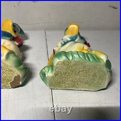 Vintage Donald Duck Book Ends Walt Disney USA very rare lot of 2 Early Disney