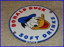 Vintage Donald Duck Soft Drinks 4 Porcelain Metal Soda Pop Walt Disney Gas Sign