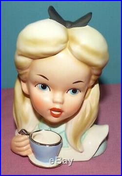 Vintage Enesco Alice In Wonderland Lady Head Vase Walt Disney Productions