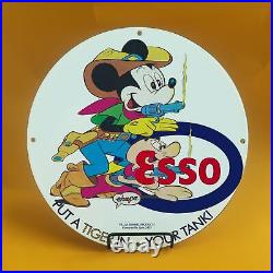 Vintage Esso Gasoline Porcelain Walt In Your Tank Disney Service Station Sign