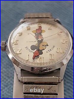 Vintage Helbros 17J Mickey Mouse Manual Wind Watch, Walt Disney Prod. Runs, VGC