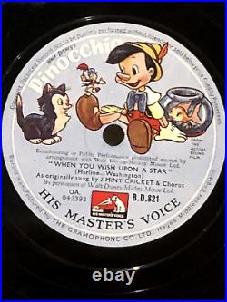 Vintage Htf Walt Disney's Pinocchio Victor Records 78 RPM 3 Records Storybook