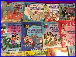 Vintage Lot of 15 Walt Disney Disneyland Read Along Book And Record Sets