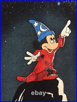 Vintage Mickey Mouse Fantasia T-shirt Tee L Black All Over Print Walt Disney VTG