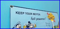 Vintage Mickey Mouse Sunoco Gasoline Porcelain Gas Auto Station Walt Disney Sign