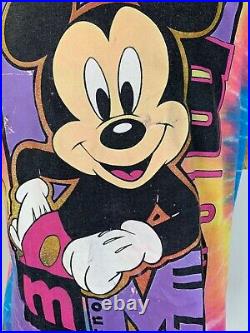 Vintage Mickey Mouse T-Shirt Tie Dye Large Walt Disney Colorful Single Stitch