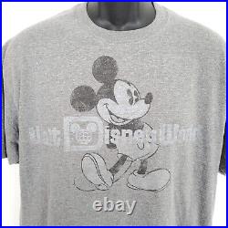 Vintage Mickey Mouse T-Shirt Walt Disney World Classic Vintage Logo Gray Large