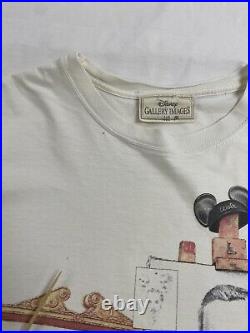 Vintage Mickey Mouse Walt Disney Painting Portrait T-Shirt Size Large White 90s