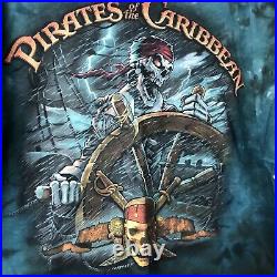 Vintage Pirates Of The Caribbean Walt Disney Tie Dye Shirt Size XL Vtg Hipster