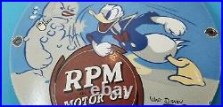 Vintage RPM Motor Oil Porcelain Gas Walt Disney Service Station Pump Plate Sign