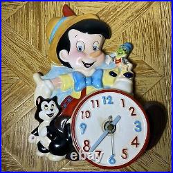 Vintage Schmid Walt Disneys Pinocchio Hand Painted Wall Clock. Rare! (works!)