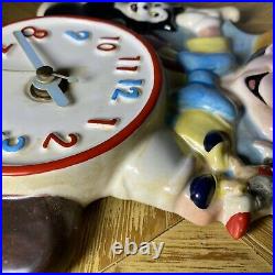 Vintage Schmid Walt Disneys Pinocchio Hand Painted Wall Clock. Rare! (works!)