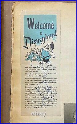 Vintage Scrapbook with Walt Disney Autograph 1955 Disneyland Theme Park Map Guide