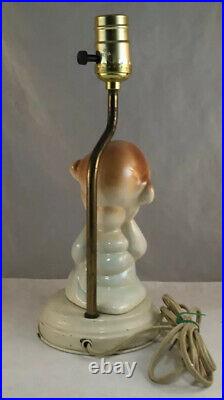Vintage Snow White And The Seven Dwarfs Pottery Dopey Table Lamp Walt Disney
