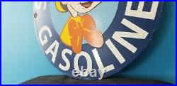 Vintage Standard Gasoline Porcelain Gas Pinocchio Walt Disney Service Pump Sign