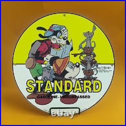Vintage Standard Gasoline Porcelain Mickey Mouse Walt Disney Service Gas Sign029
