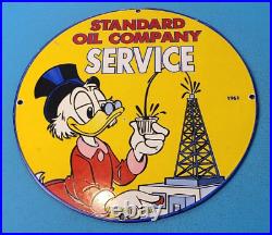 Vintage Standard Gasoline Porcelain Scrooge Walt Disney Service Gas Pump Sign