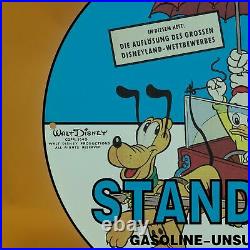 Vintage Standard Gasoline Porcelain Walt Disney Dog Duck Service Station Sign
