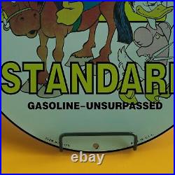 Vintage Standard Gasoline Porcelain Walt Disney Hourse Duck Service Station Sign