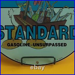 Vintage Standard Gasoline Porcelain Walt Disney Sad Duck Service Station Sign