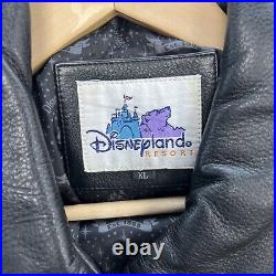 Vintage Style 90s Walt Disney World Leather Bomber Jacket Patches Men's Size XL