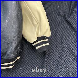 Vintage Style 90s Walt Disney World Leather Bomber Jacket Patches Men's Size XL