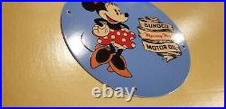 Vintage Sunoco Gasoline Porcelain Minnie Mouse Walt Disney Gas Service Sign