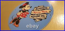 Vintage Sunoco Gasoline Porcelain Minnie Mouse Walt Disney Gas Service Sign