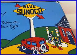 Vintage Sunoco Gasoline Porcelain Walt Disney Sign Gas Station Oil Mickey Mouse