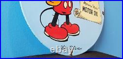 Vintage Sunoco Motor Oils Porcelain Mickey Mouse Walt Disney Gas Service Sign