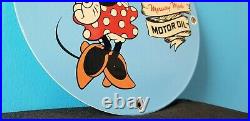 Vintage Sunoco Motor Oils Porcelain Minnie Mouse Walt Disney Gas Service Sign