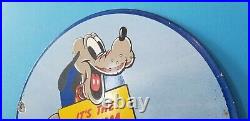 Vintage Toothpaste Porcelain Gas Walt Disney Mickey Mouse's Pet Dog Pluto Sign