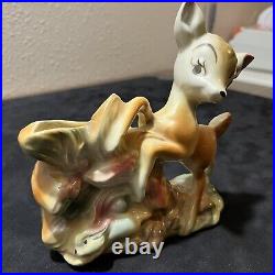 Vintage WALT DISNEY Productions Bambi Movie 1949 40s Deer Porcelain flowerpot