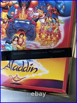 Vintage Walt Disney Aladdin (1992) Original Movie Poster & VHS Bundle