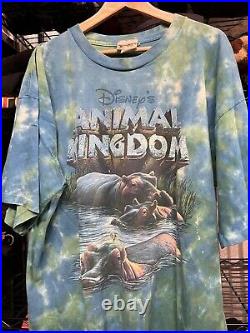 Vintage Walt Disney Animal Kingdom Tie Dye Mega Print Single Stitch T Shirt 2XL